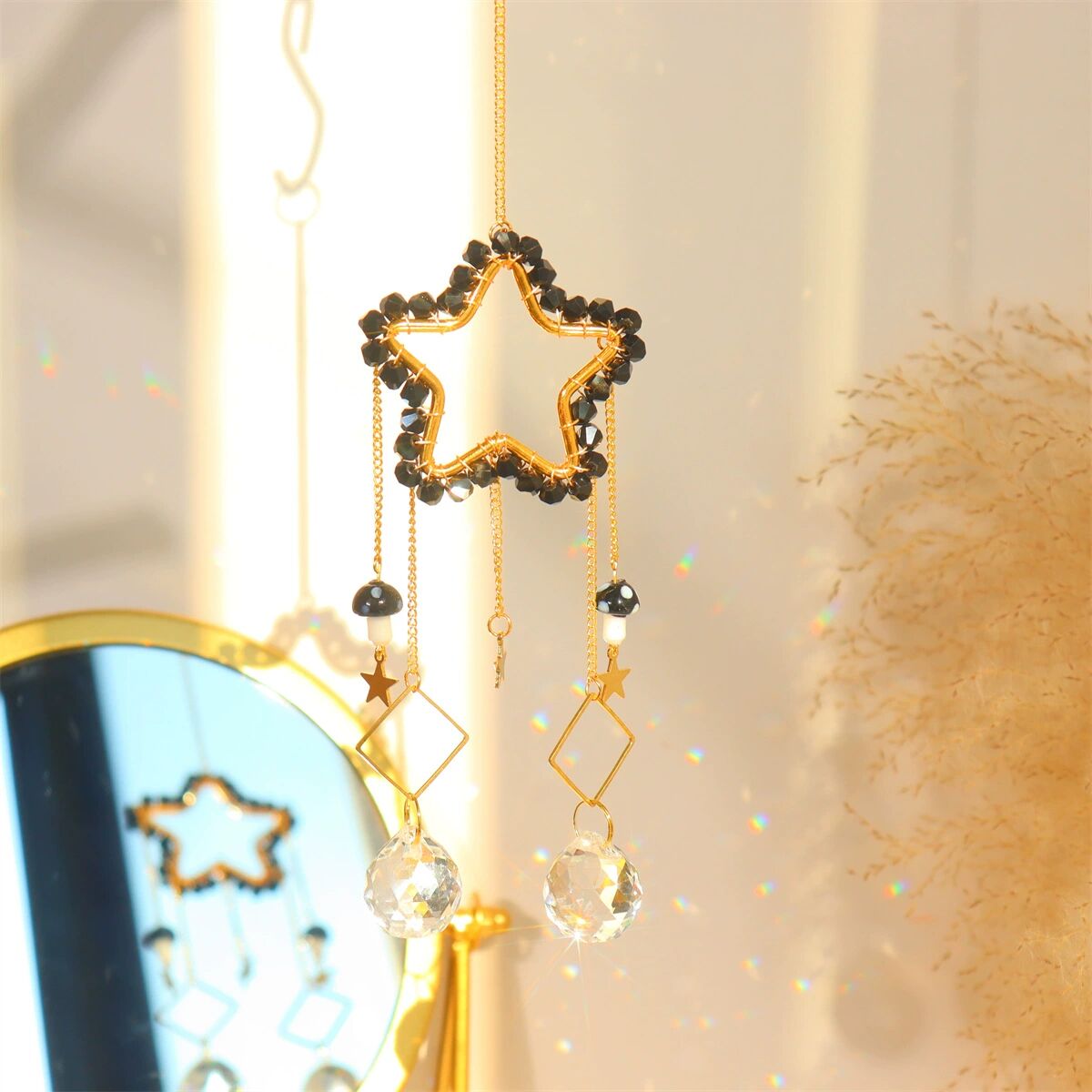 Entwined Moon Star Heart Crystal Suncatcher Rainbow Maker Pendant