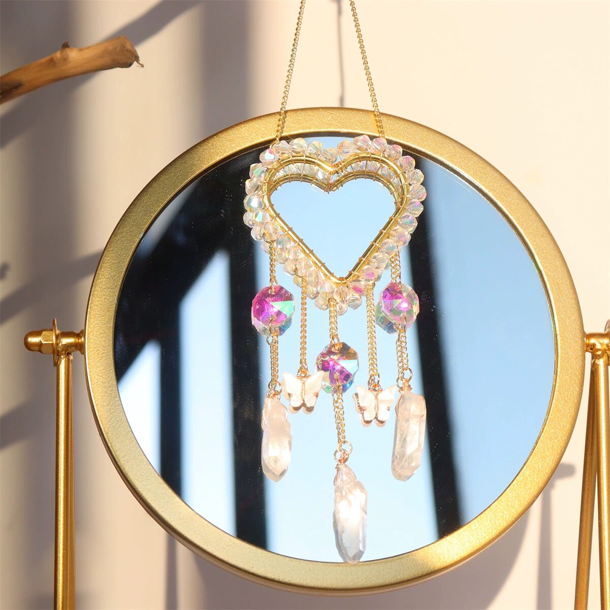 Entwined Moon Star Heart Crystal Suncatcher Rainbow Maker Pendant