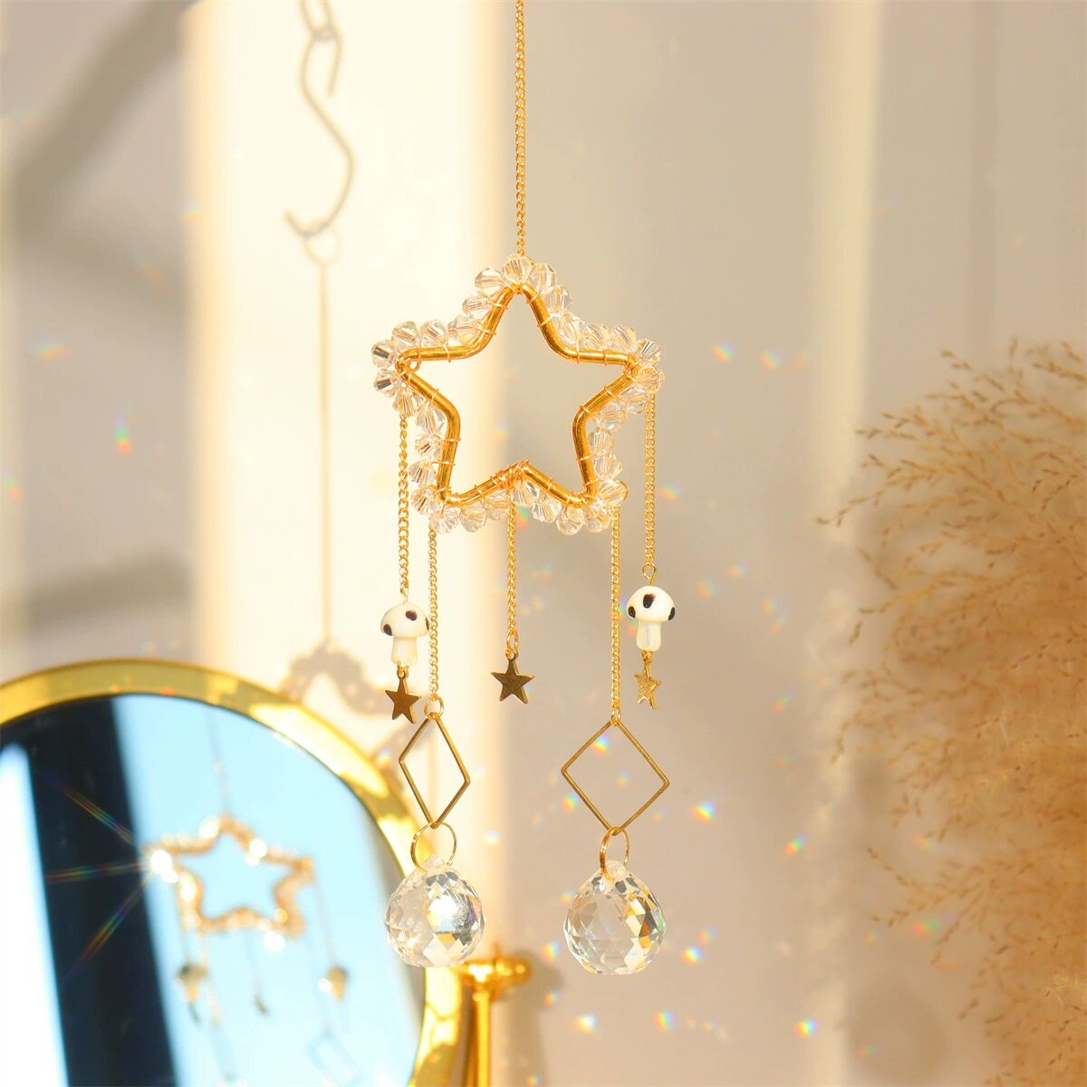 Entwined Moon Star Heart Crystal Suncatcher Rainbow Maker Pendant