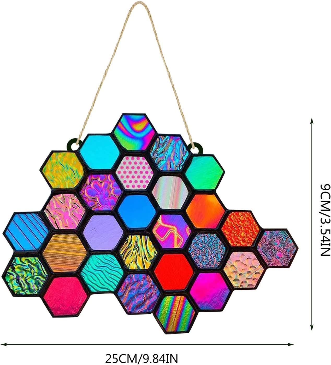 Rainbow Stained Honeycomb & Bumbless Bee Suncatcher