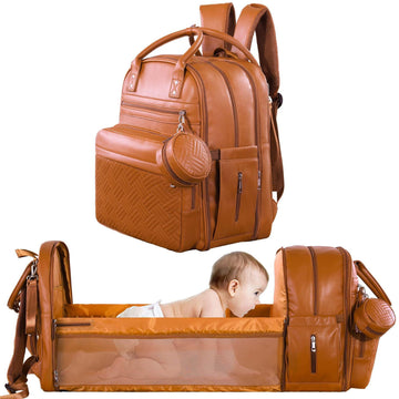 Large Diaper Bag Backpack,Waterproof Leather Diaper Bags Baby with Changing Station