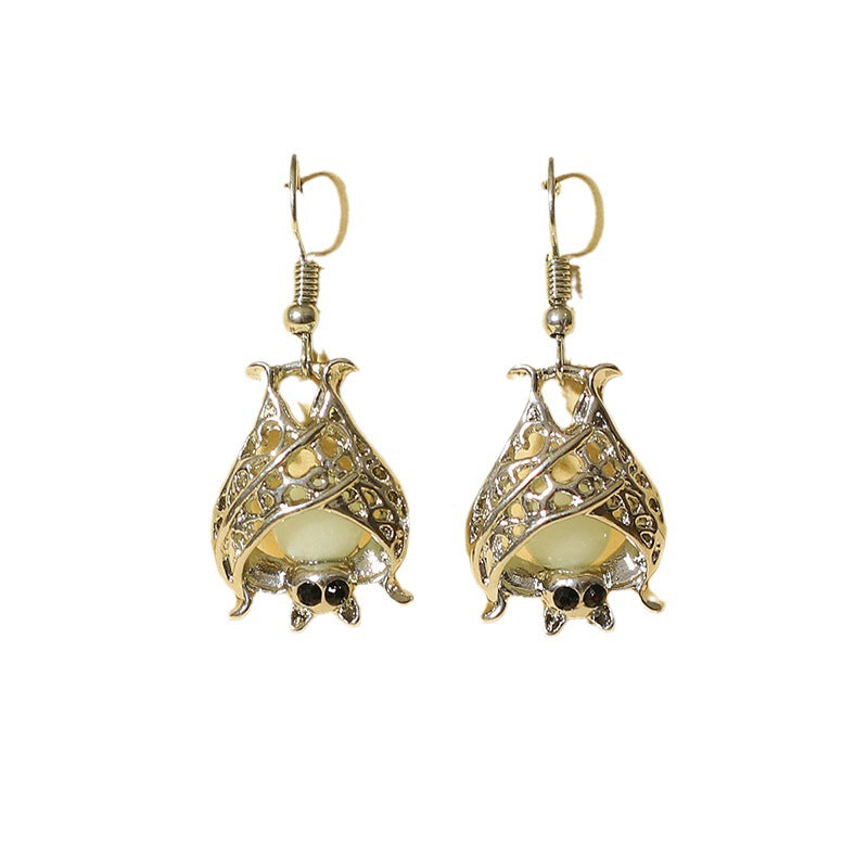 Halloween Ornaments Hollow Luminous Bat Earrings