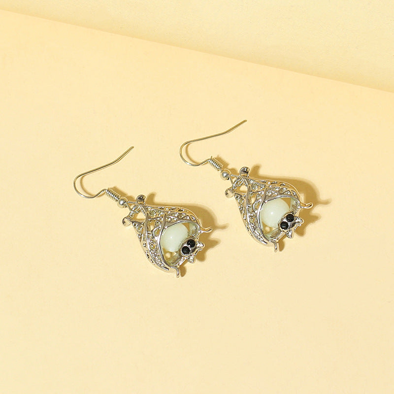 Halloween Ornaments Hollow Luminous Bat Earrings