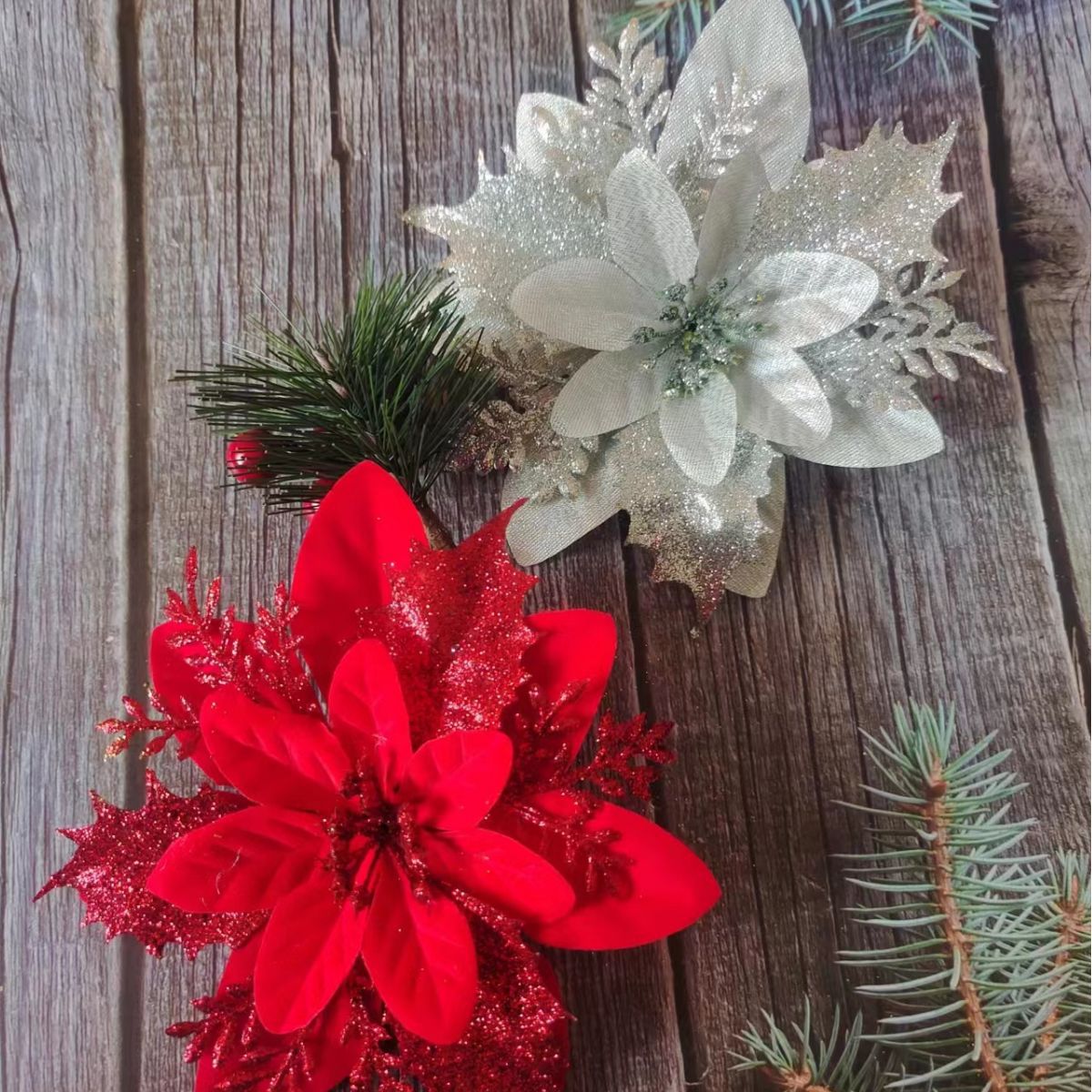 Gold Powder Christmas Flower Christmas Tree Pendant