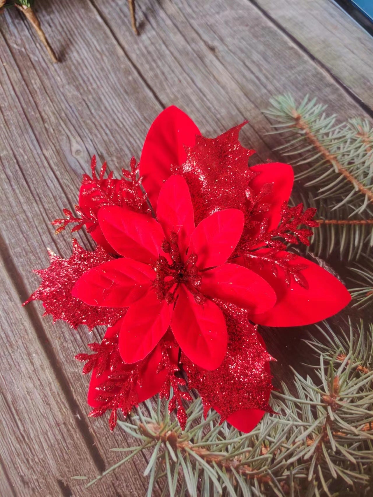 Gold Powder Christmas Flower Christmas Tree Pendant