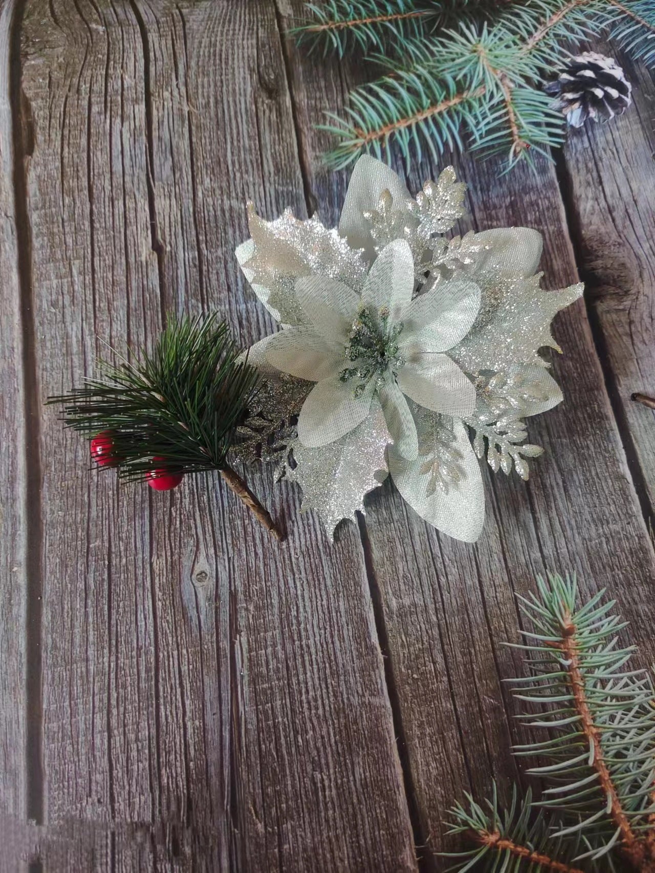 Gold Powder Christmas Flower Christmas Tree Pendant