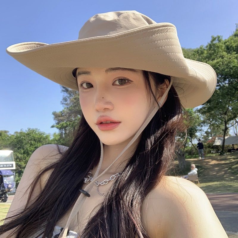 Western Cowboy Drawstring Fisherman's Hat Summer Large Brim Sun Hat