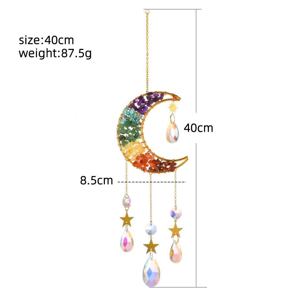 Star Moon Rainbow Crystal Sun Catcher Pendant For Window Garden