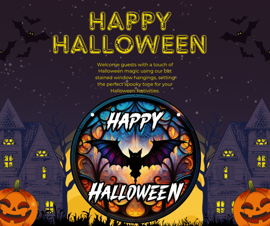 Halloween Bat Skull Stained Suncatcher