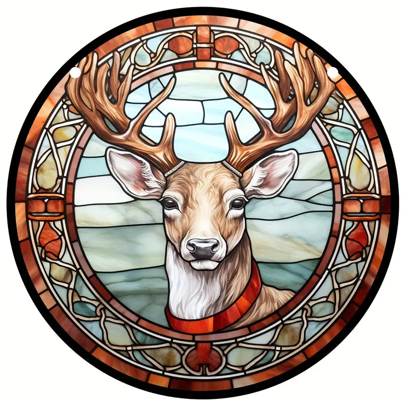 Deer Stained Glass Suncatcher Christmas Window Hangings