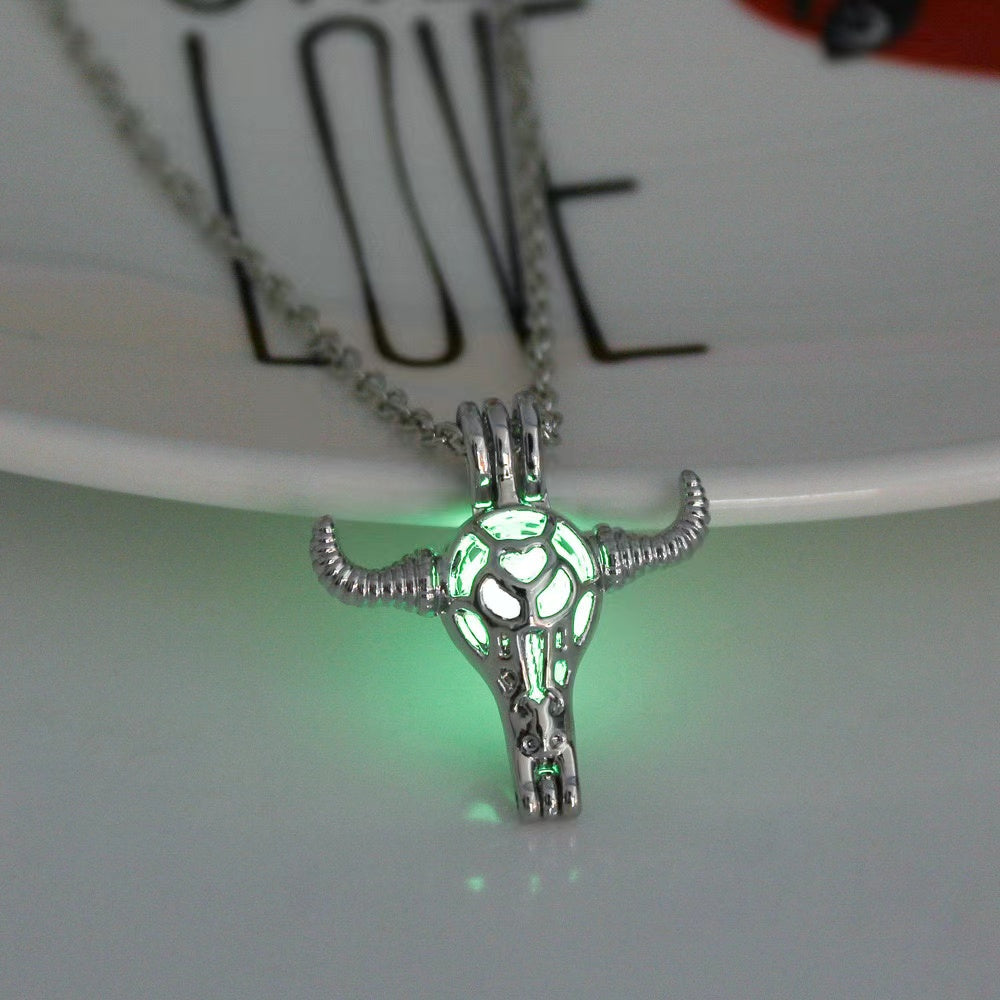 Halloween Moonlight Stone Hollow Luminous Pendant Necklace