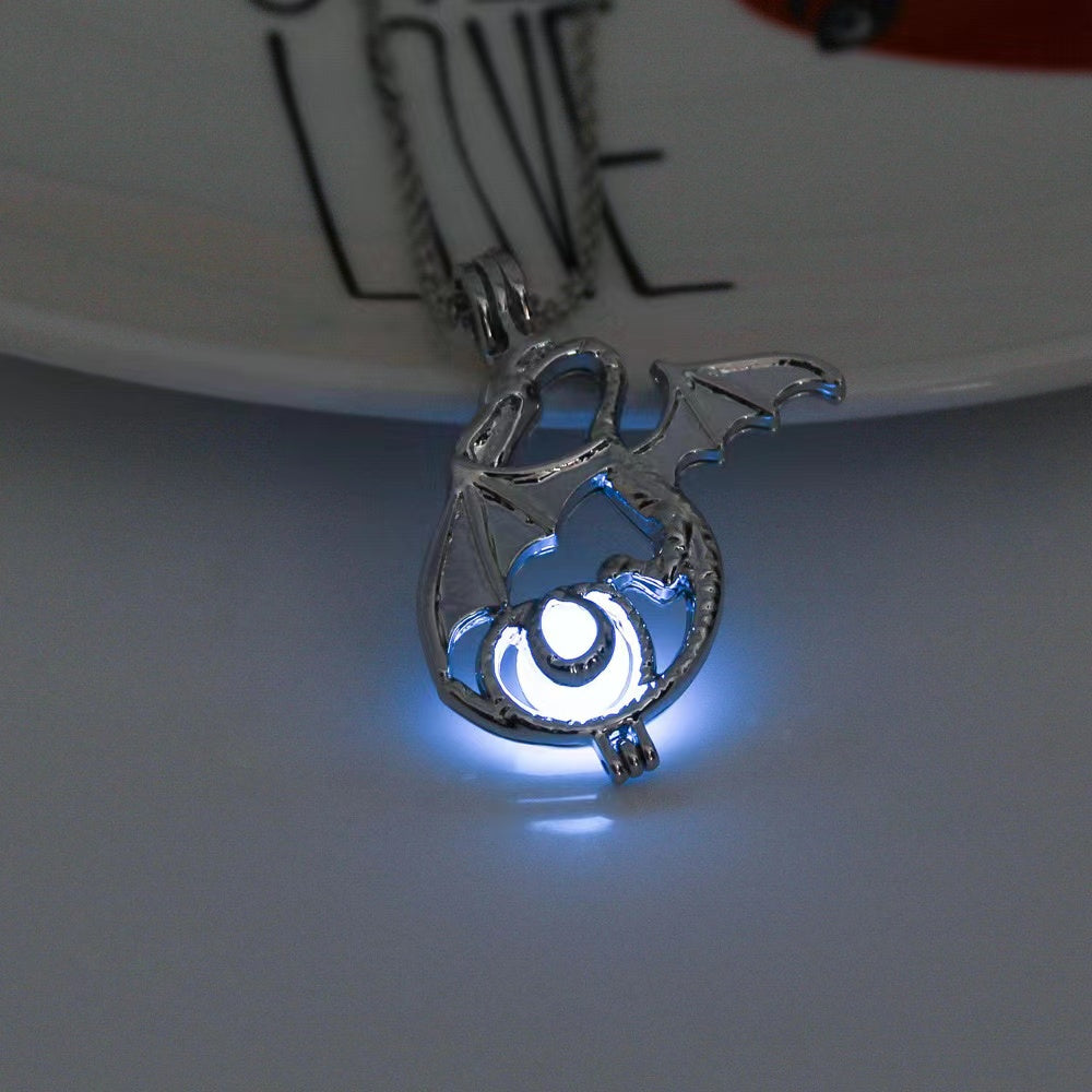 Halloween Moonlight Stone Hollow Luminous Pendant Necklace