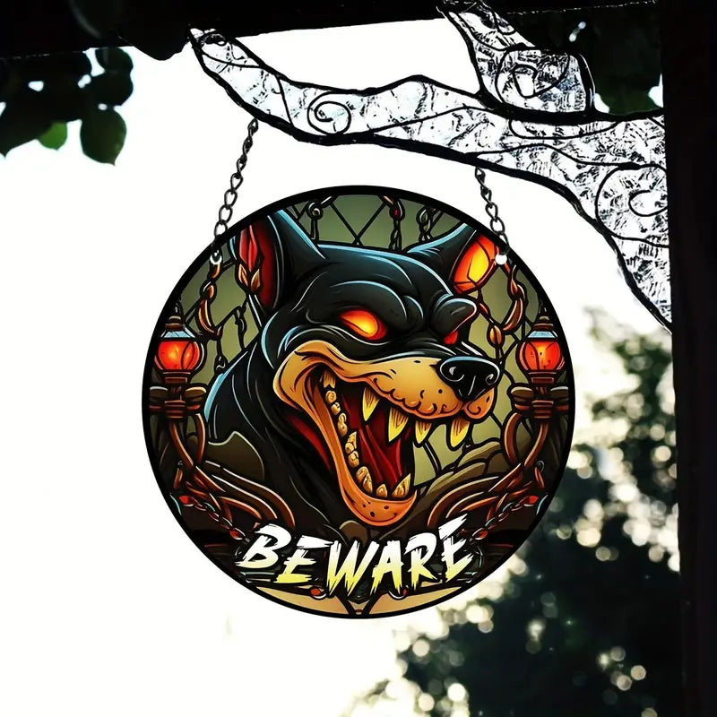 Halloween Vicious Dog Stained Window Hangings