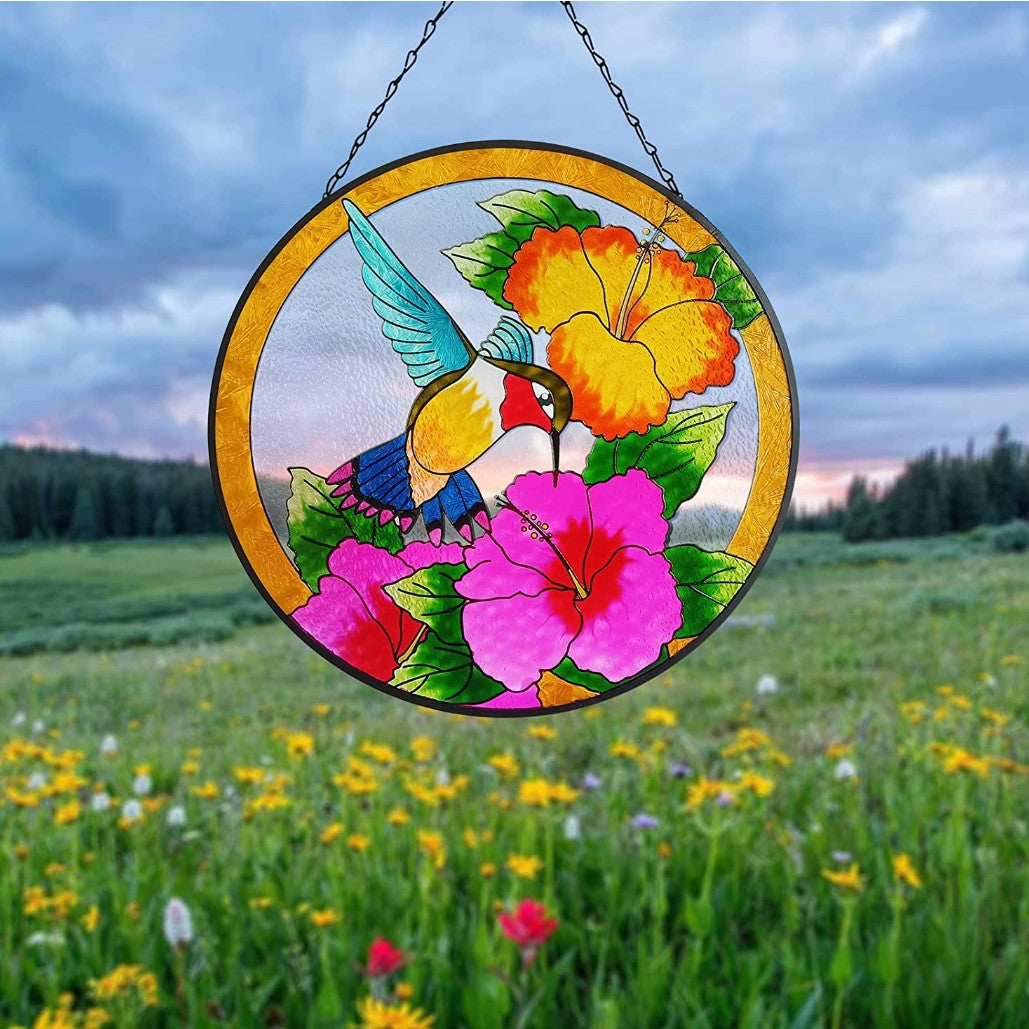 Stained Glass Suncatcher Window Hanging 12”