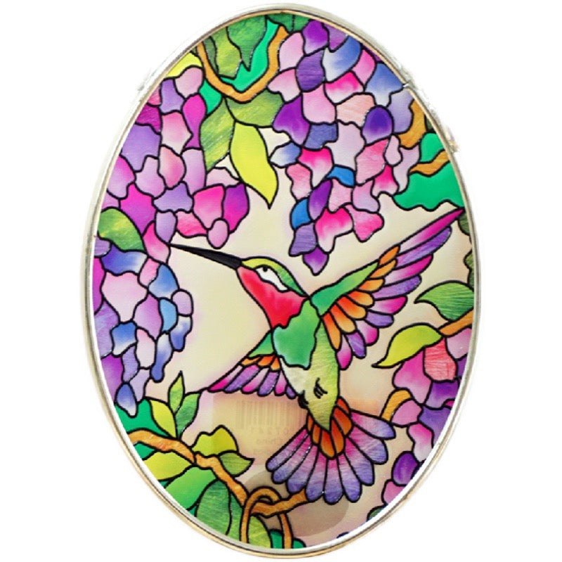 Hummingbird Stained Glass Flowers SunCatcher