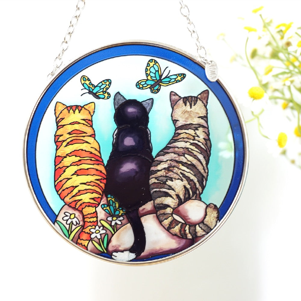 Stained Glass Kawaii Cats SunCatcher