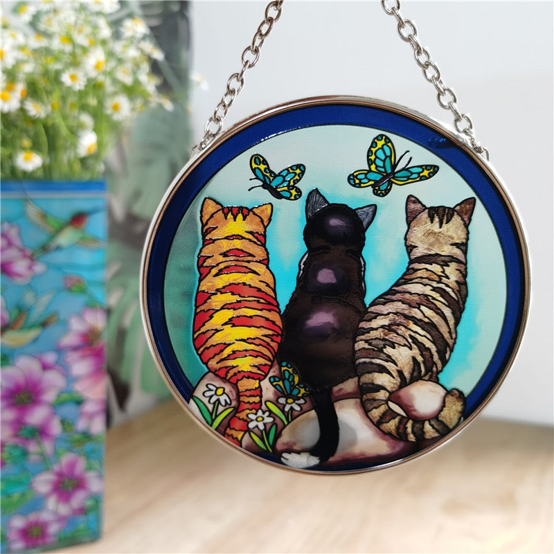 Stained Glass Kawaii Cats SunCatcher