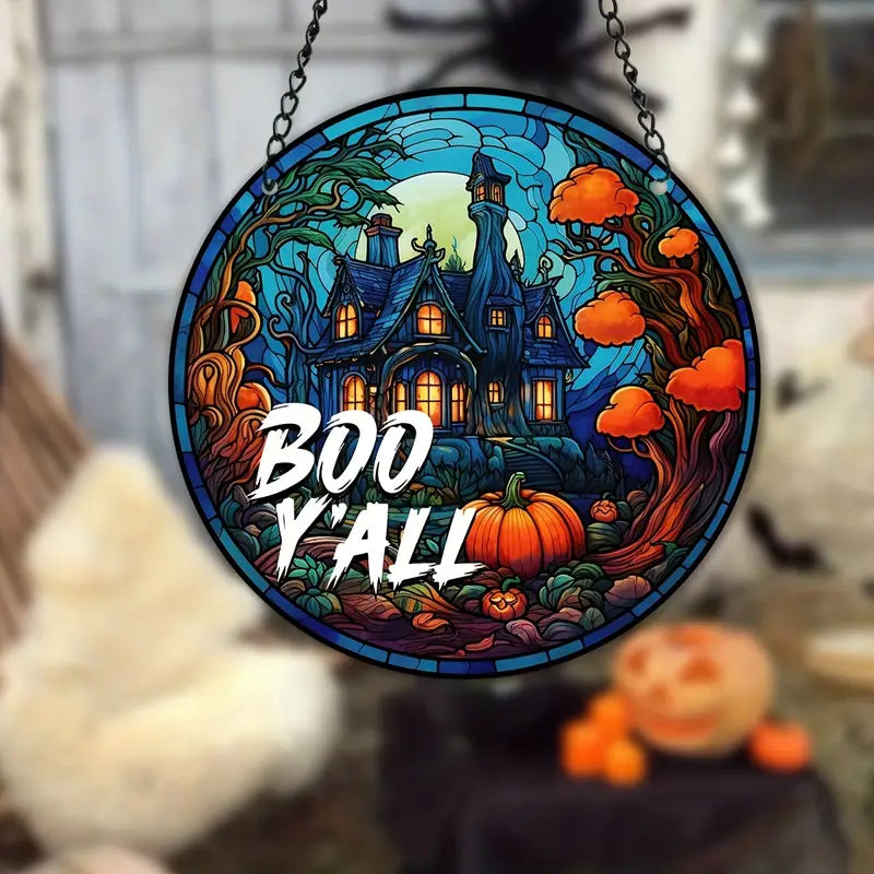 Halloween Welcome Castle Stained Window Hangings