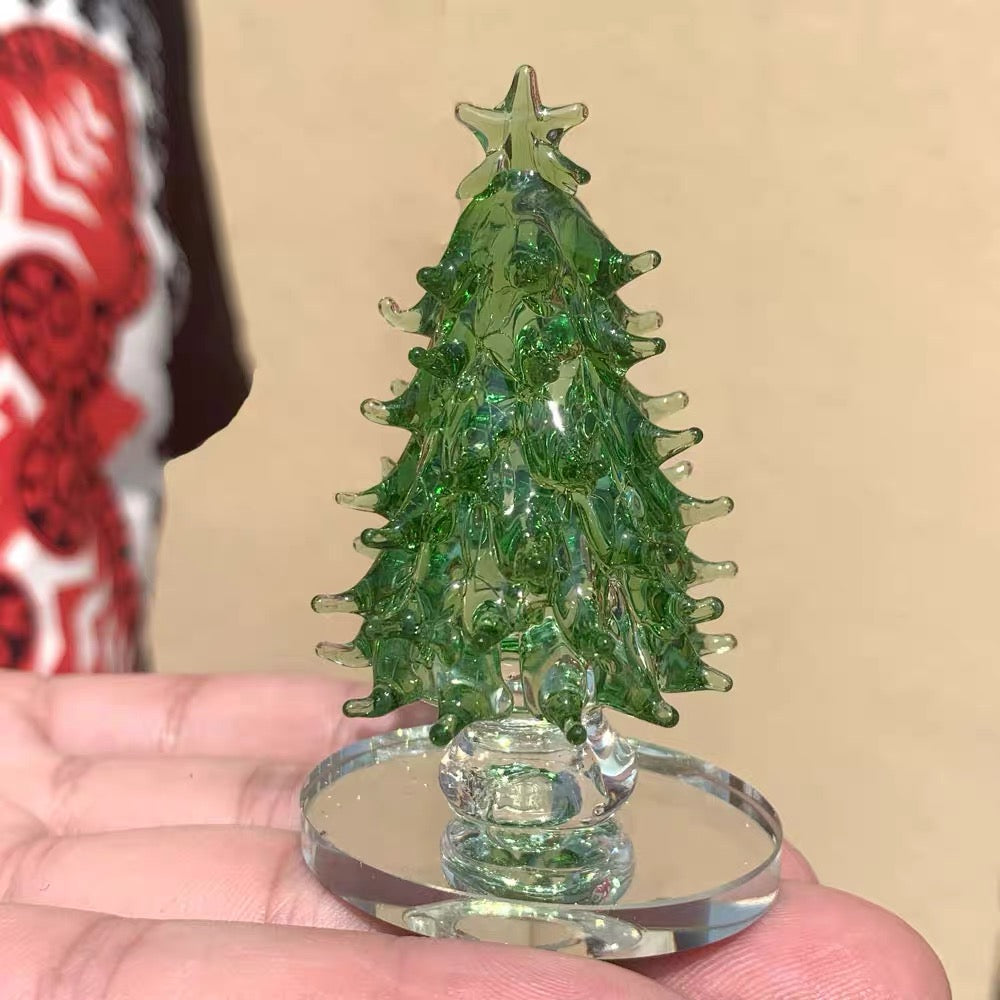 Green Clear Christmas Tree Sculpture Figurine Decorative