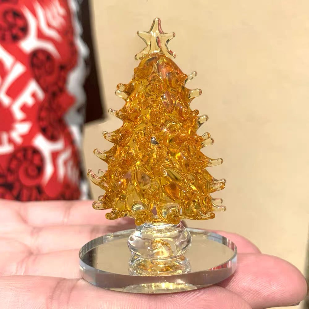 Green Clear Christmas Tree Sculpture Figurine Decorative