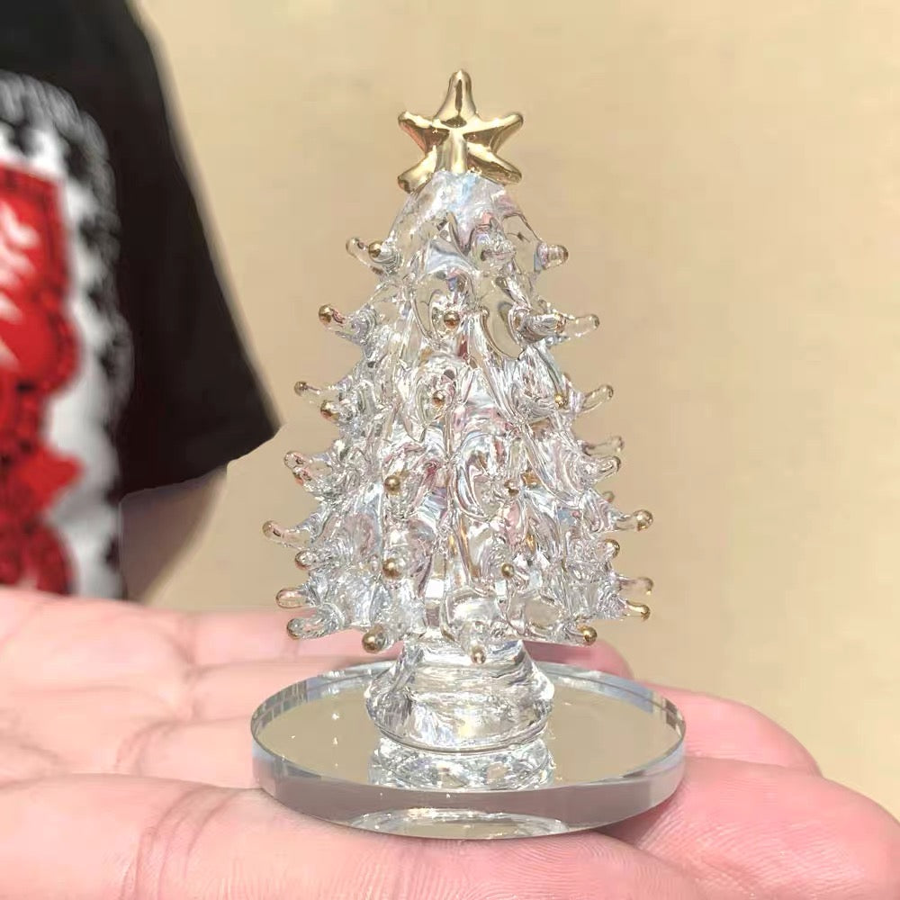 Green Clear Christmas Tree Sculpture Figurine Decorative