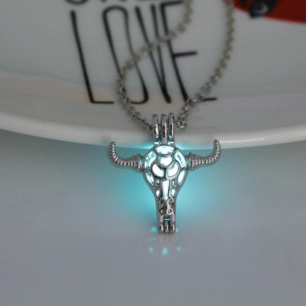 Halloween Moonlight Stone Hollow Luminous Pendant Necklace