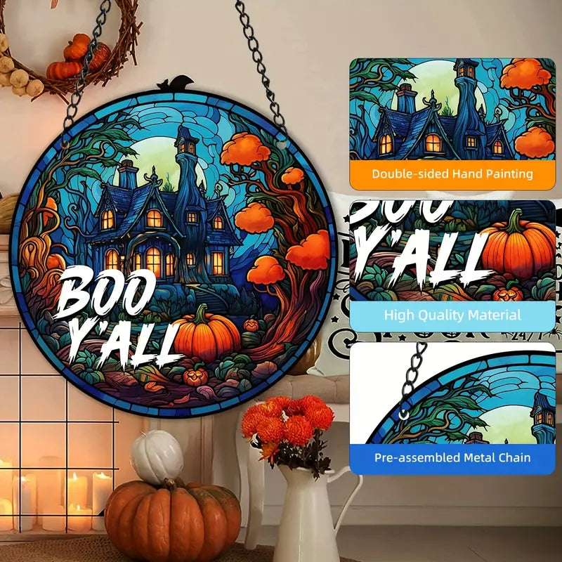 Halloween Welcome Castle Stained Window Hangings
