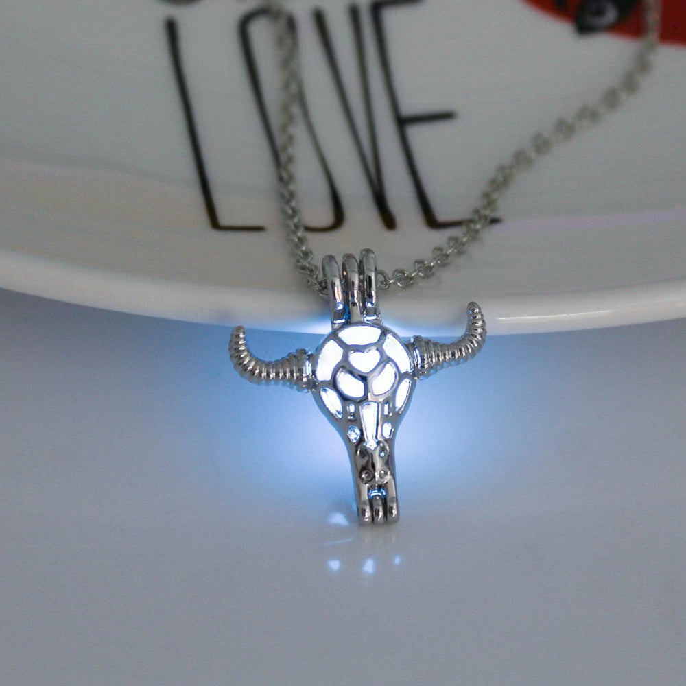 Halloween Moonlight Stone Hollow Luminous Pendant Necklace