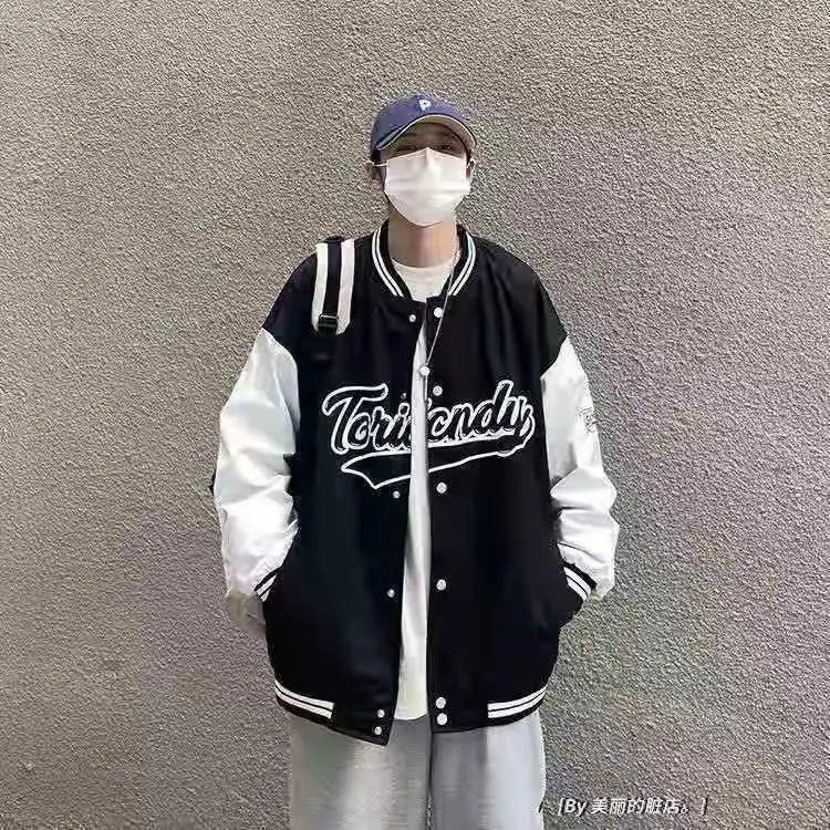 Literary retro towel embroidered couple baseball jacket