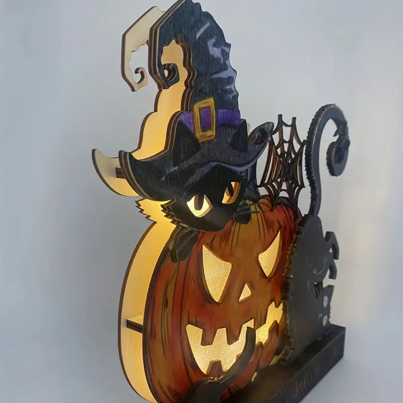 Halloween Pumpkin Black Cat LED Ornaments