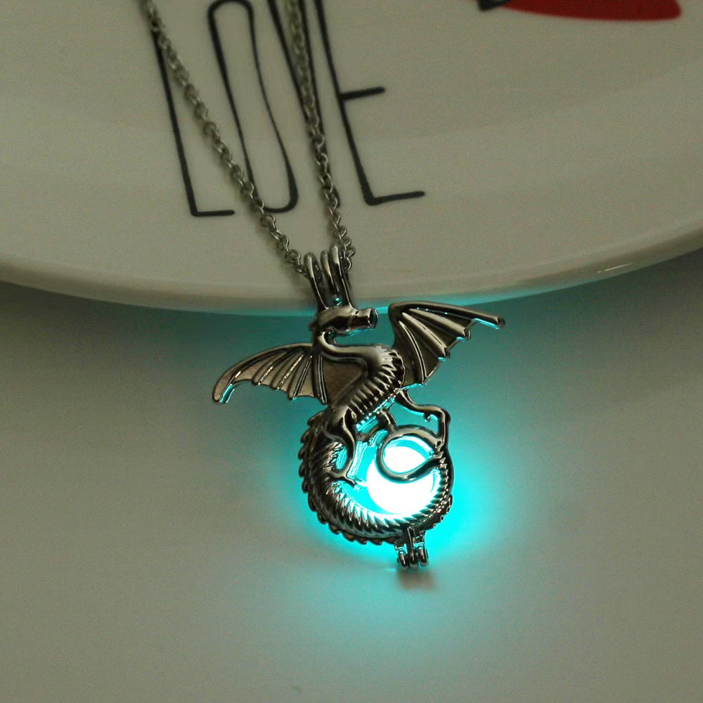 Halloween Moonlight Stone Hollow Luminous Pendant Necklace