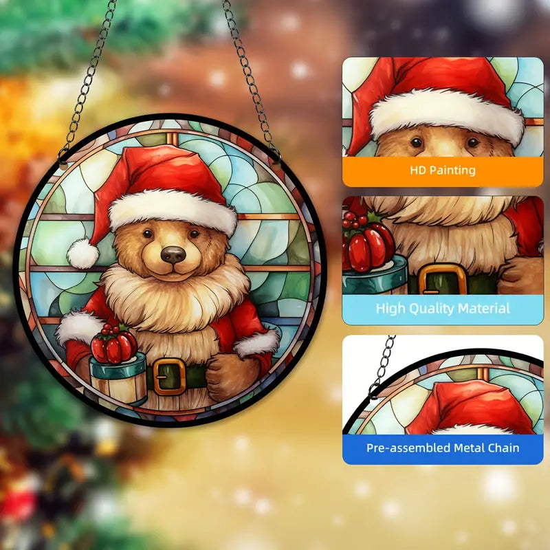 Christmas Bear Decorations Suncatcher