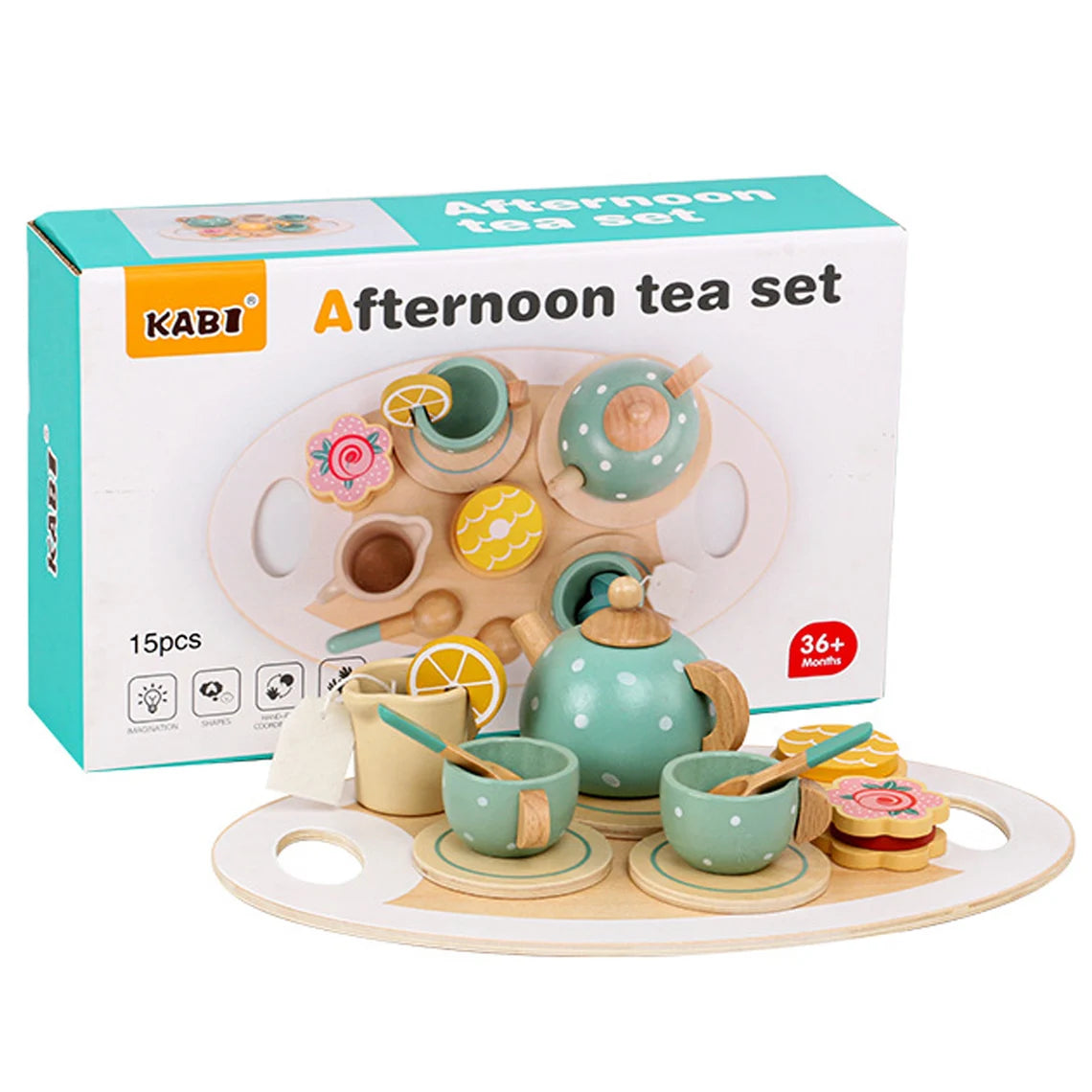 Wooden Toys Toddler Tea Set Play Kitchen Accessories for Kids