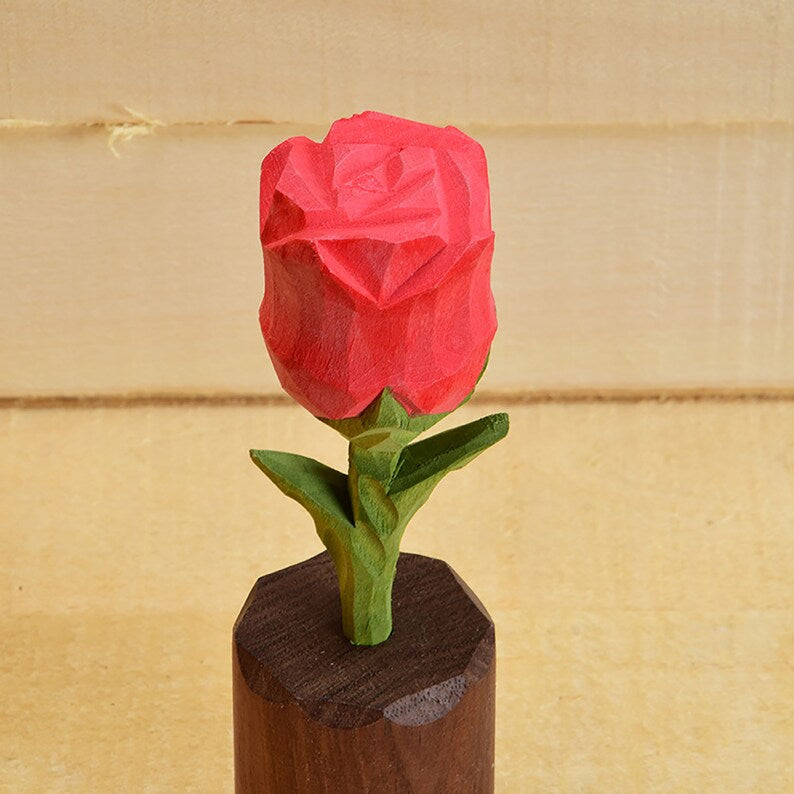 Hand Carved Wooden Rose Ornament Home Decor Personalized Gift