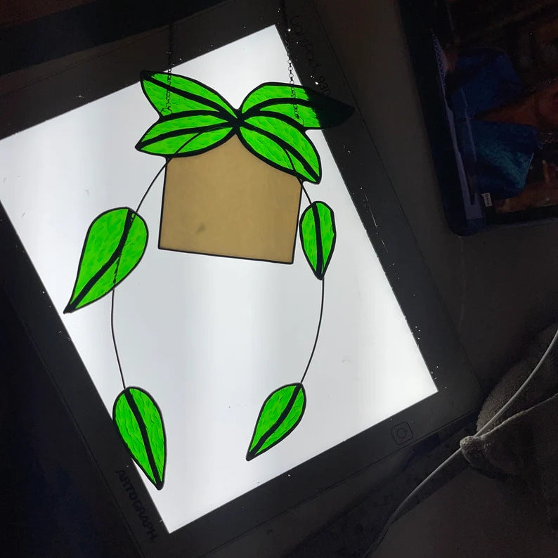 Hanging Plant Stained Suncatcher