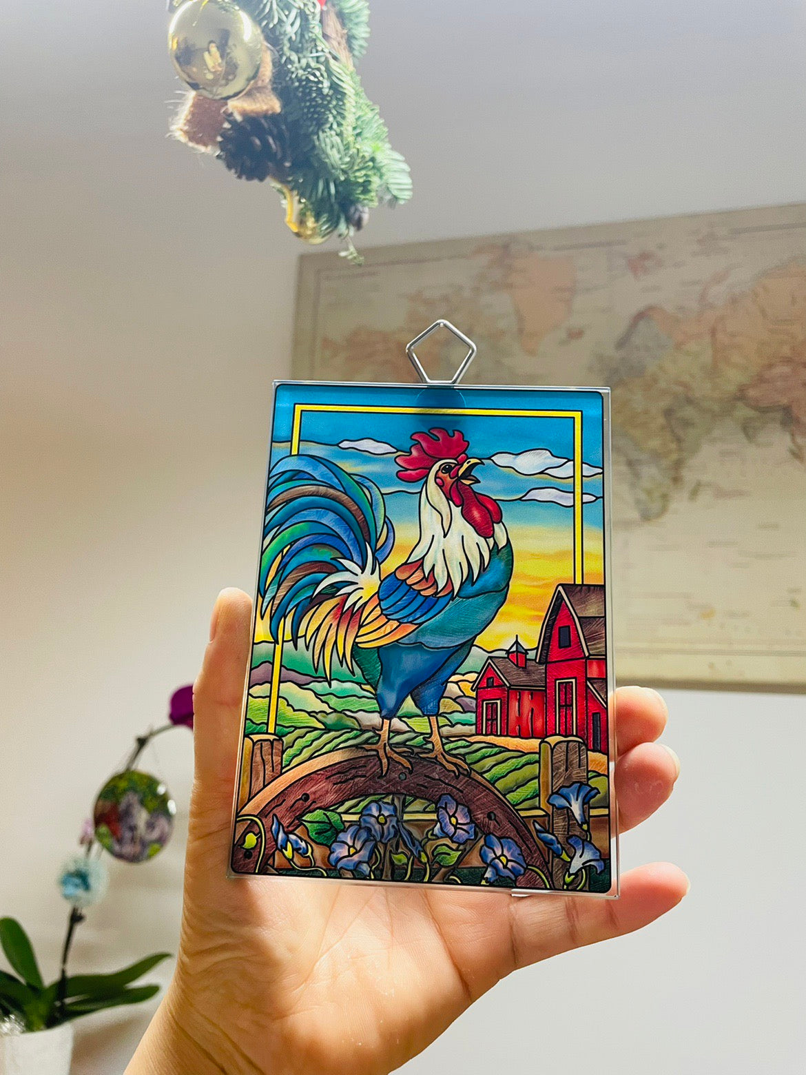 Rooster Stained Glass Suncatcher