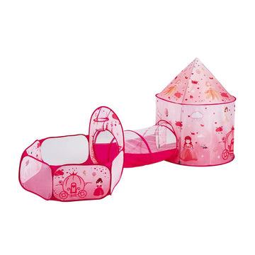 3 in 1 Kids Play Tent with Tunnel for Girls, Princes, Boys, Babies and Toddlers, Indoor/Outdoor Pop Up Playhouse with Carrying Bag & Banding Straps as Birthday Gifts, Magenta Color