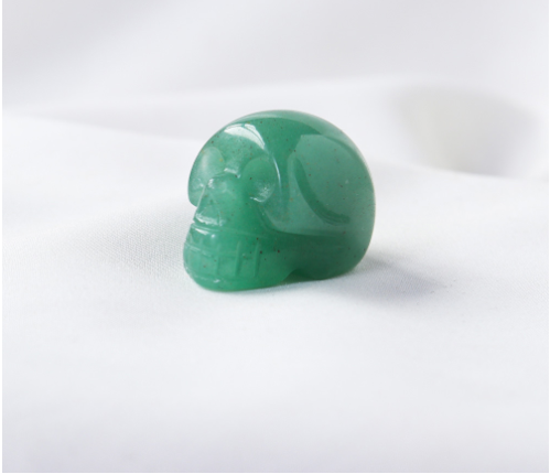 Hand Carved Crystal Aventurine Skull Reiki Healing Stone for Bar, Home Decoration