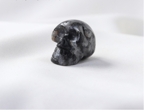 Hand Carved Larvikite Crystal Skull Reiki Healing Stone for Bar, Home Decoration