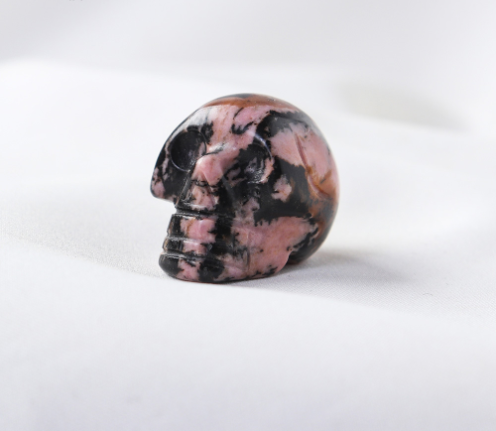 Hand Carved Rhodonite Crystal Skull for Home Decoration