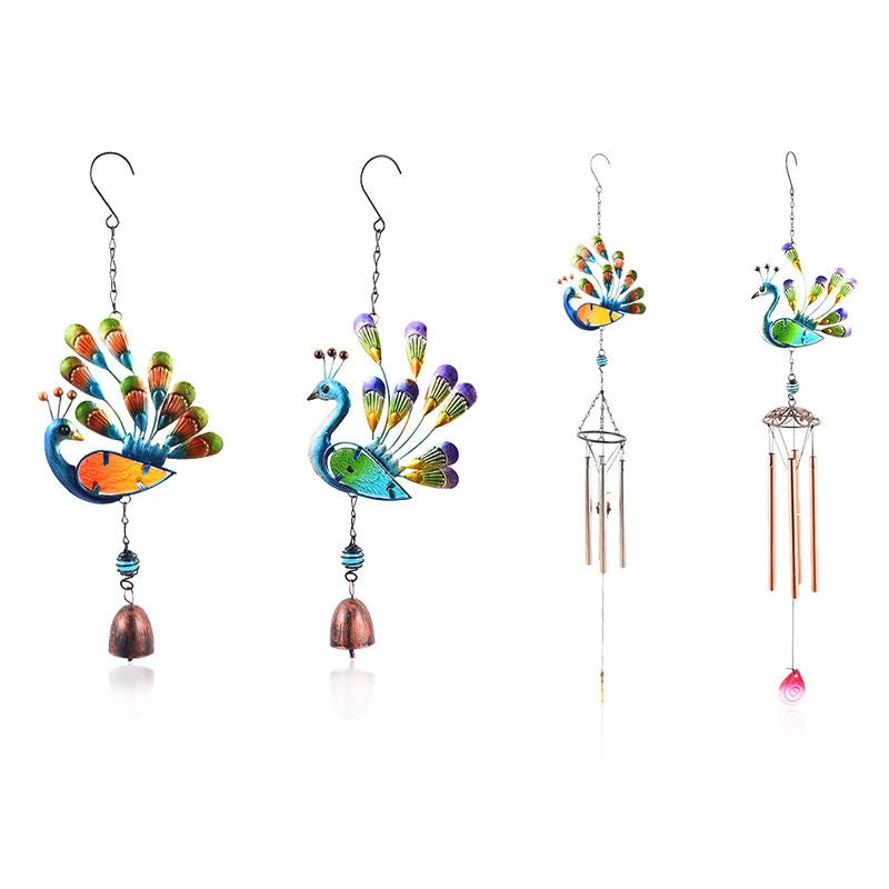 Creative Painted Peacock Iron Wind Chimes Hanging Decoration