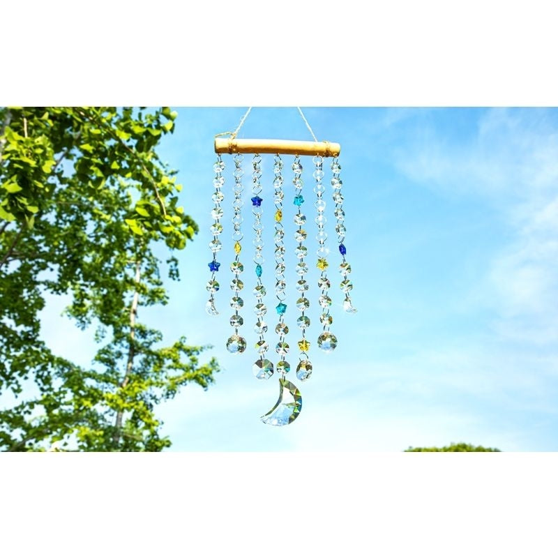 Crystal Moon Star Prism Suncatcher Rainbow Maker Pendant Hanging Decoration