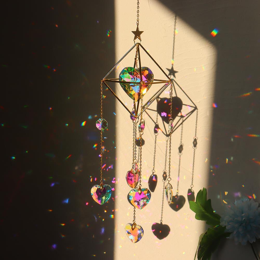 Suncatcher Heart Crystal Pendant Ornament Hanging Wind Chimes