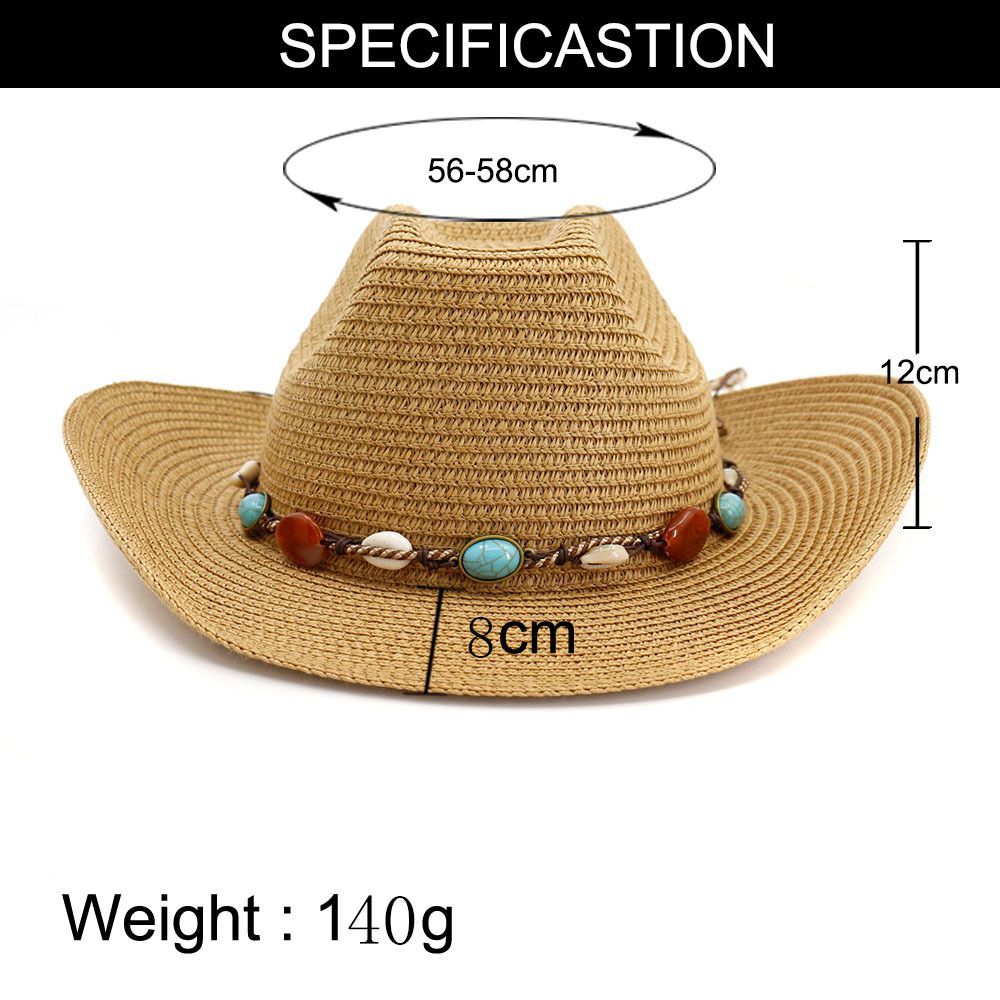 Western Cowboy Straw Hat Women's Outdoor Seaside Beach Sunshade Hat