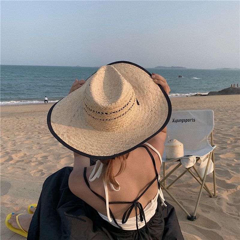 Raffia Braided Straw Hat Women Summer Sunshade Beach Vacation Hat