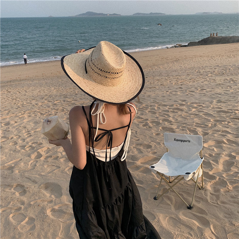 Raffia Braided Straw Hat Women Summer Sunshade Beach Vacation Hat