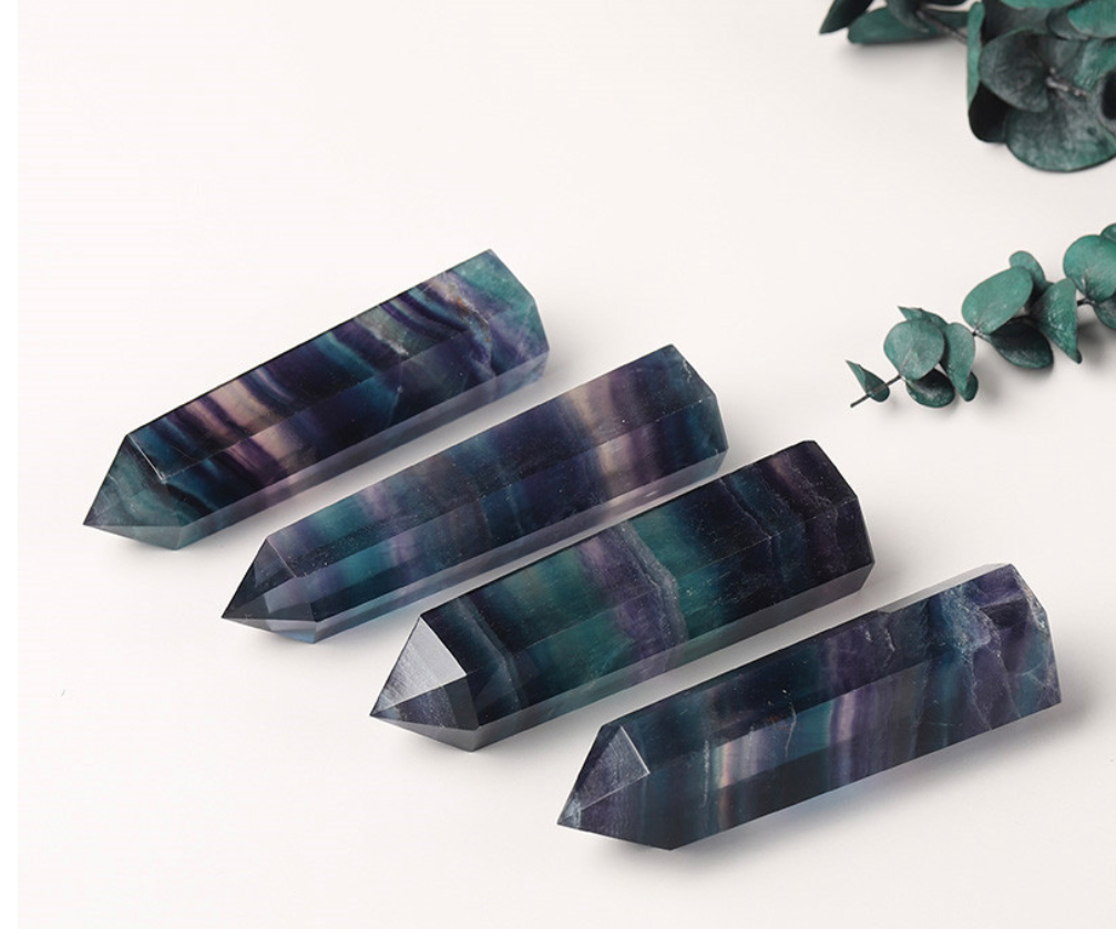 Natural Colorful Fluorite Crystal Pillar Ornament for Home Decoration