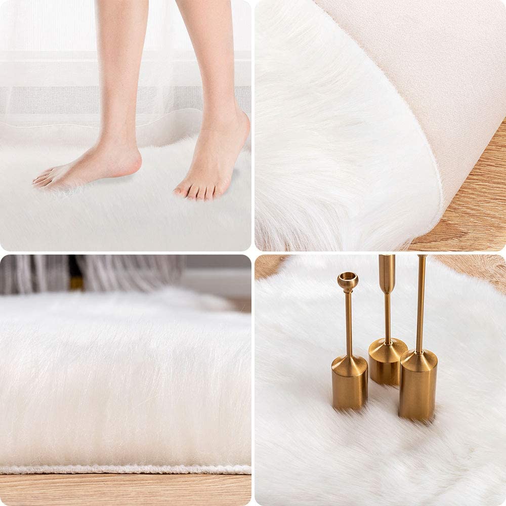 Soft Fur Rugs Fake Reindeer Hide Area Rug Fluffy Faux Fur Carpet