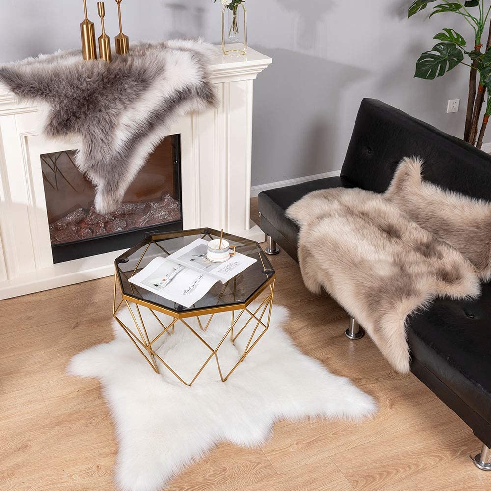 Soft Fur Rugs Fake Reindeer Hide Area Rug Fluffy Faux Fur Carpet