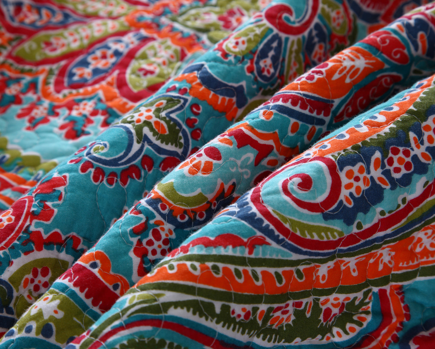 Cotton Bedspread Quilt Sets-Reversible Patchwork Coverlet Set, European Gorgeous Floral Pattern